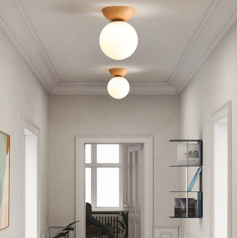 Japanese Style Flush Mount Ceiling Light Fixture with Soft Diffuser – Natural Wood Design for Indoor Use 18