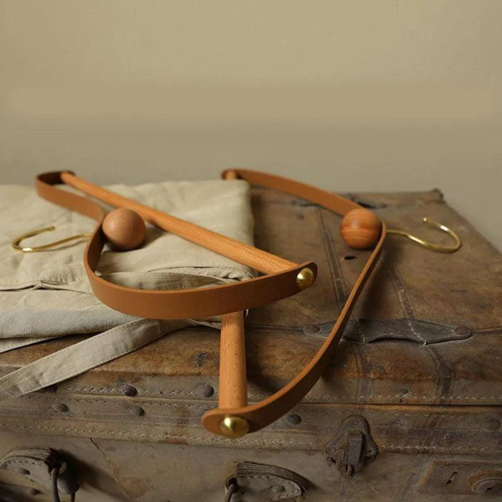Vintage-Inspired Wooden and Leather Hanger – Elegant Design for Jackets and Coats 7