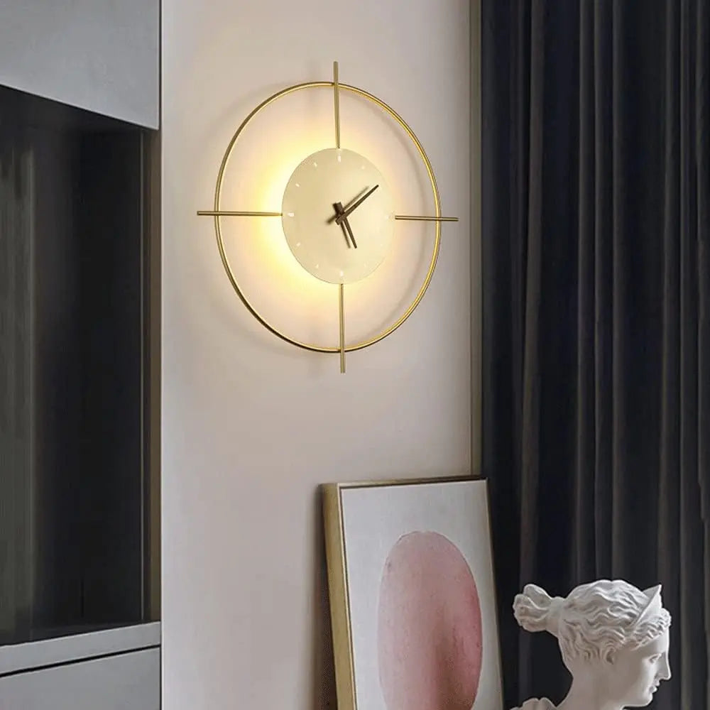Illuminated Wall Clock with Minimalist Gold Frame – Modern Design for Home and Office 4