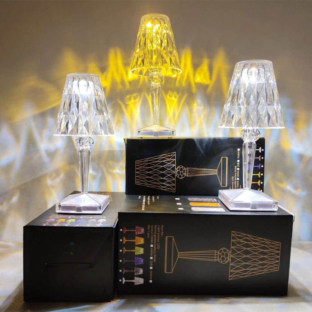 Elegant LED Diamond Crystal Table Lamp with Touch Control – Rechargeable and Adjustable Brightness 4