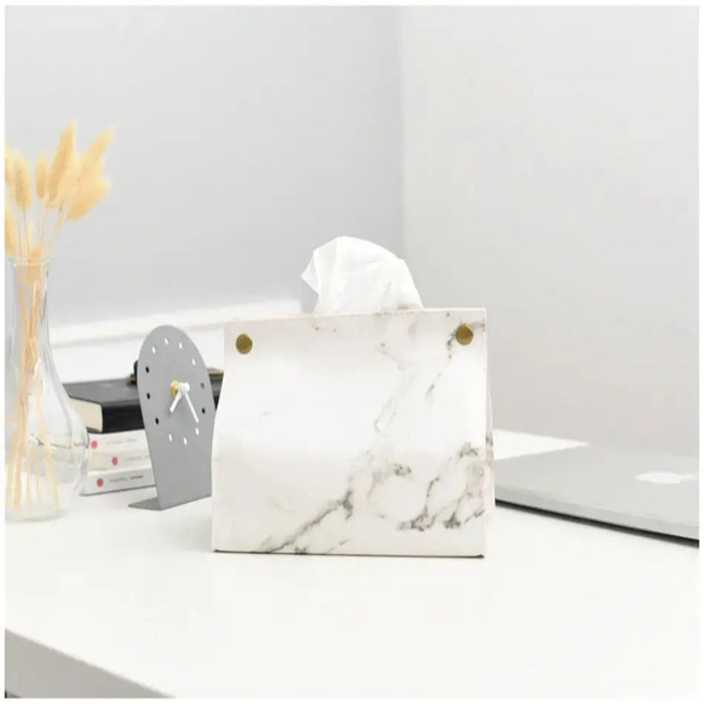 Modern Vegan Leather Tissue Box Cover – Elegant Rectangular Design for Home and Office 4