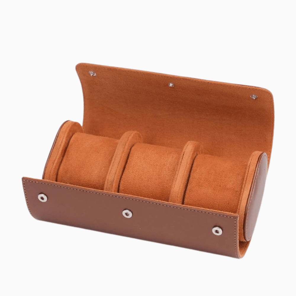 Leather Watch Case – Stylish Organizer for Up to 3 Timepieces with Soft Interior 7