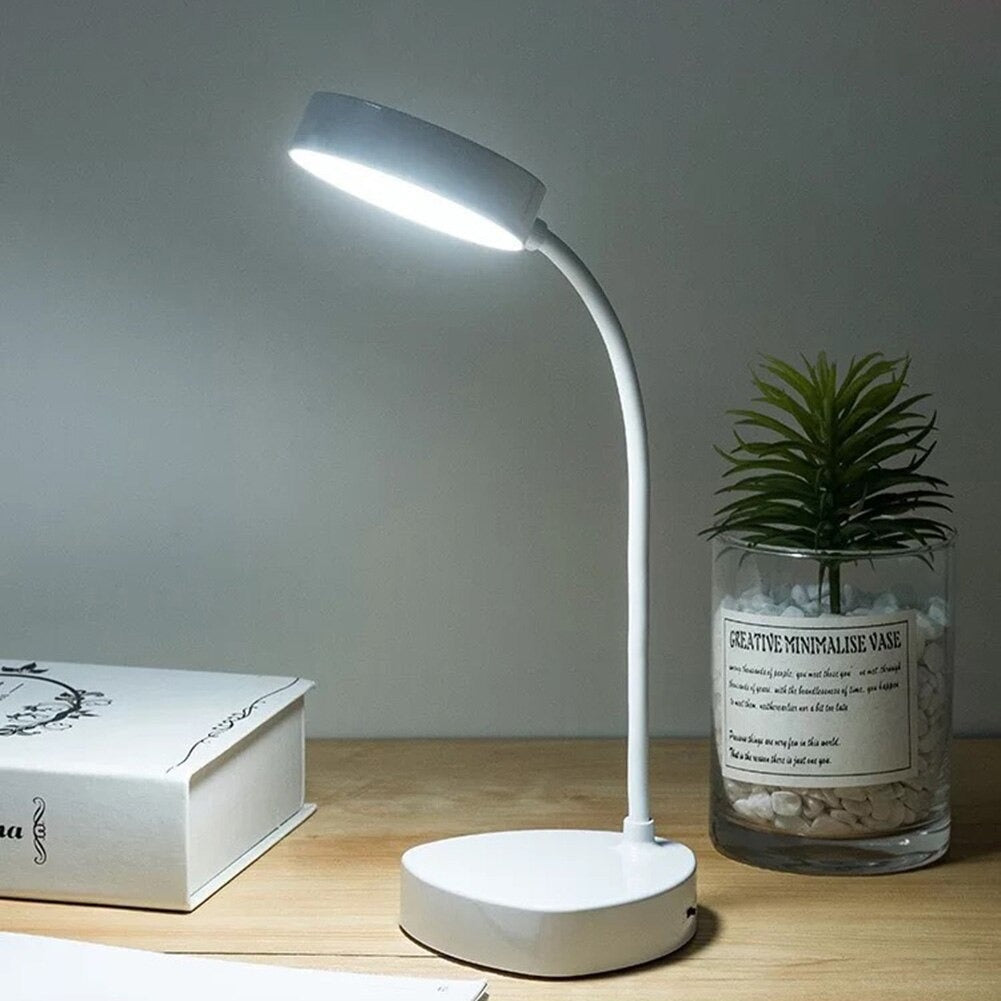 Touch-Control LED Desk Lamp with Flexible Neck and USB Charging – Minimalist White Design 4