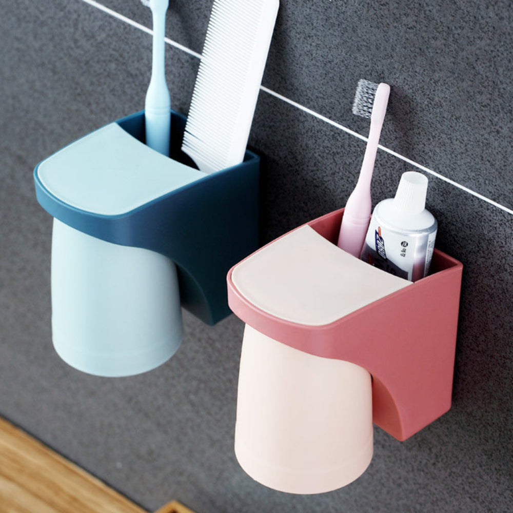Magnetic Bathroom Cup and Toothbrush Holder – Waterproof ABS, Easy Installation, Space-Saving Design 2