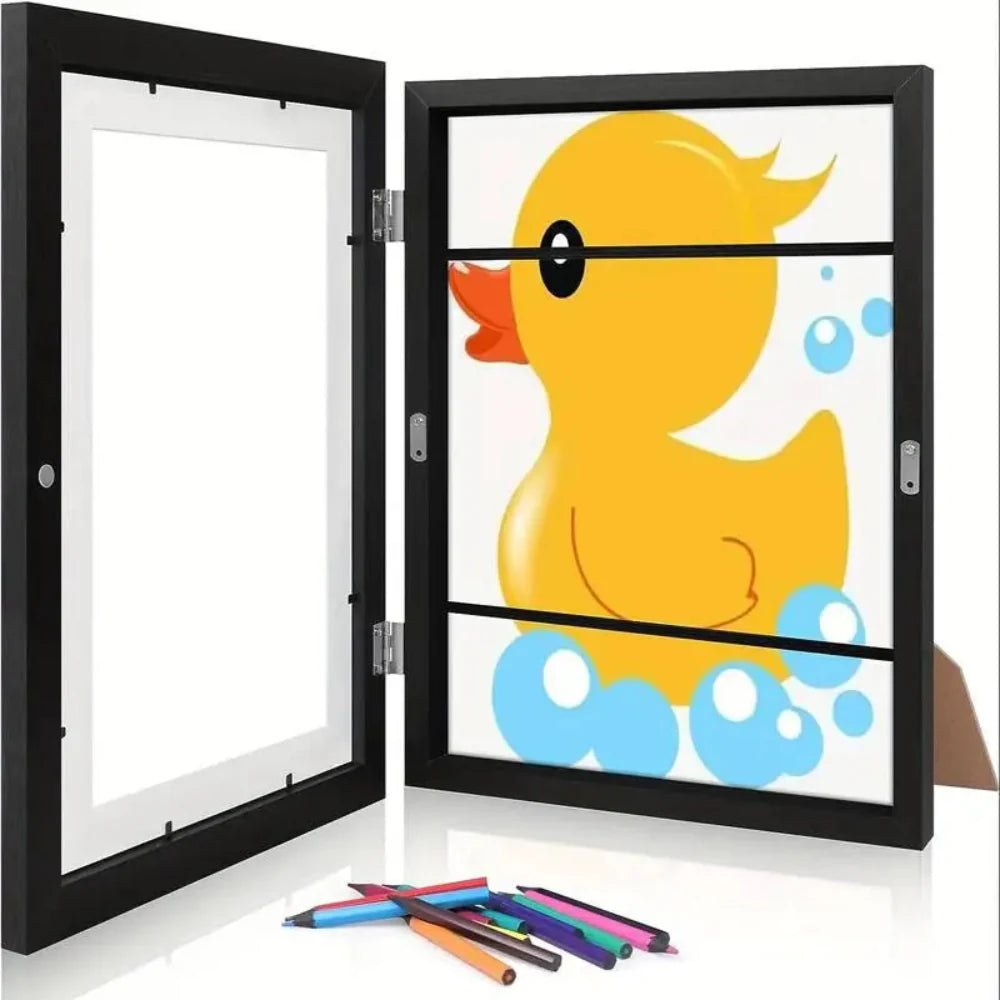 Magnetic Art Frame for Kids - Elegant Acrylic Display for Up to 150 Drawings, Vertical or Horizontal Wall Mount 2