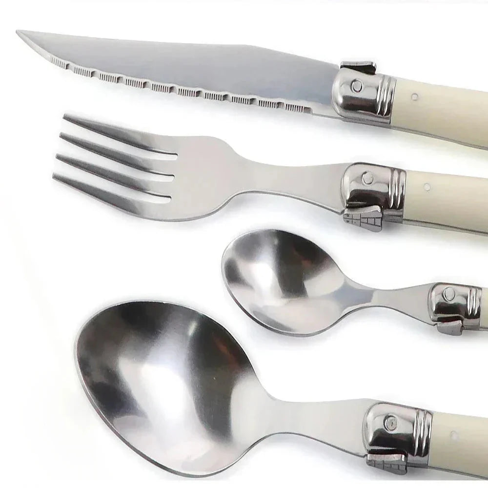 Timeless Laguiole Cutlery Set with Ivory Handles – 304 Stainless Steel, Elegant Dining Experience 7