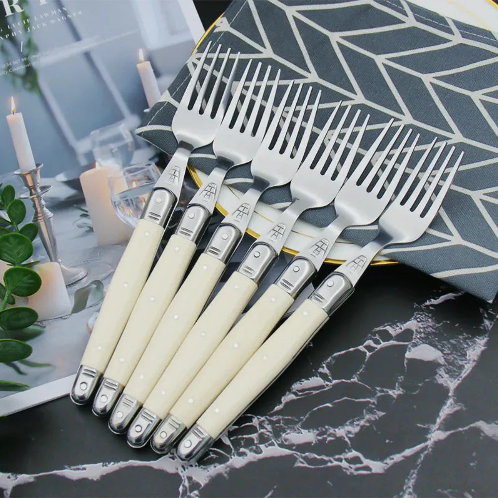 Timeless Laguiole Cutlery Set with Ivory Handles – 304 Stainless Steel, Elegant Dining Experience 12
