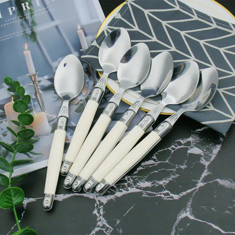 Timeless Laguiole Cutlery Set with Ivory Handles – 304 Stainless Steel, Elegant Dining Experience 15