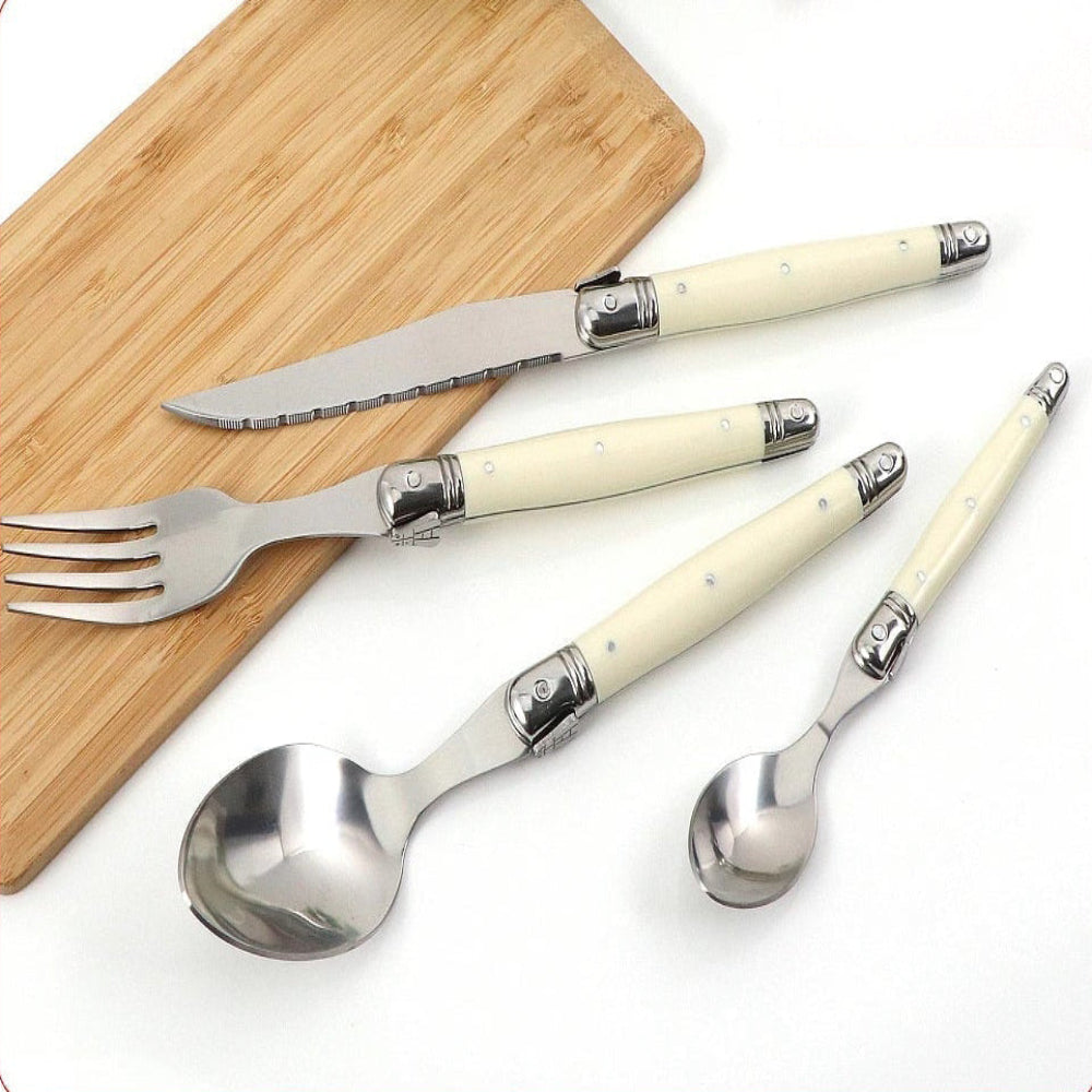 Timeless Laguiole Cutlery Set with Ivory Handles – 304 Stainless Steel, Elegant Dining Experience 2