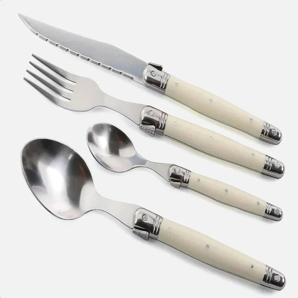 Timeless Laguiole Cutlery Set with Ivory Handles – 304 Stainless Steel, Elegant Dining Experience 3