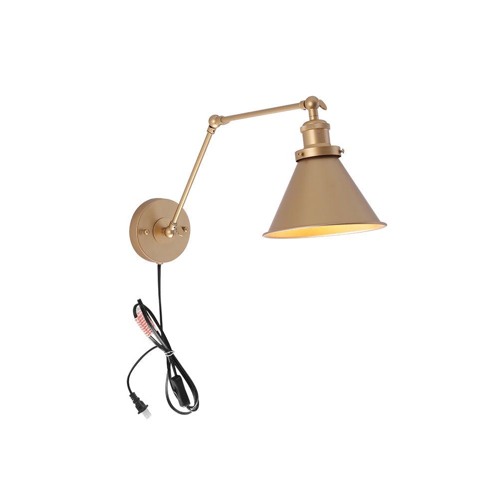 Mid-Century Modern Adjustable Wall Light with Brass Arm and Black Shade 15