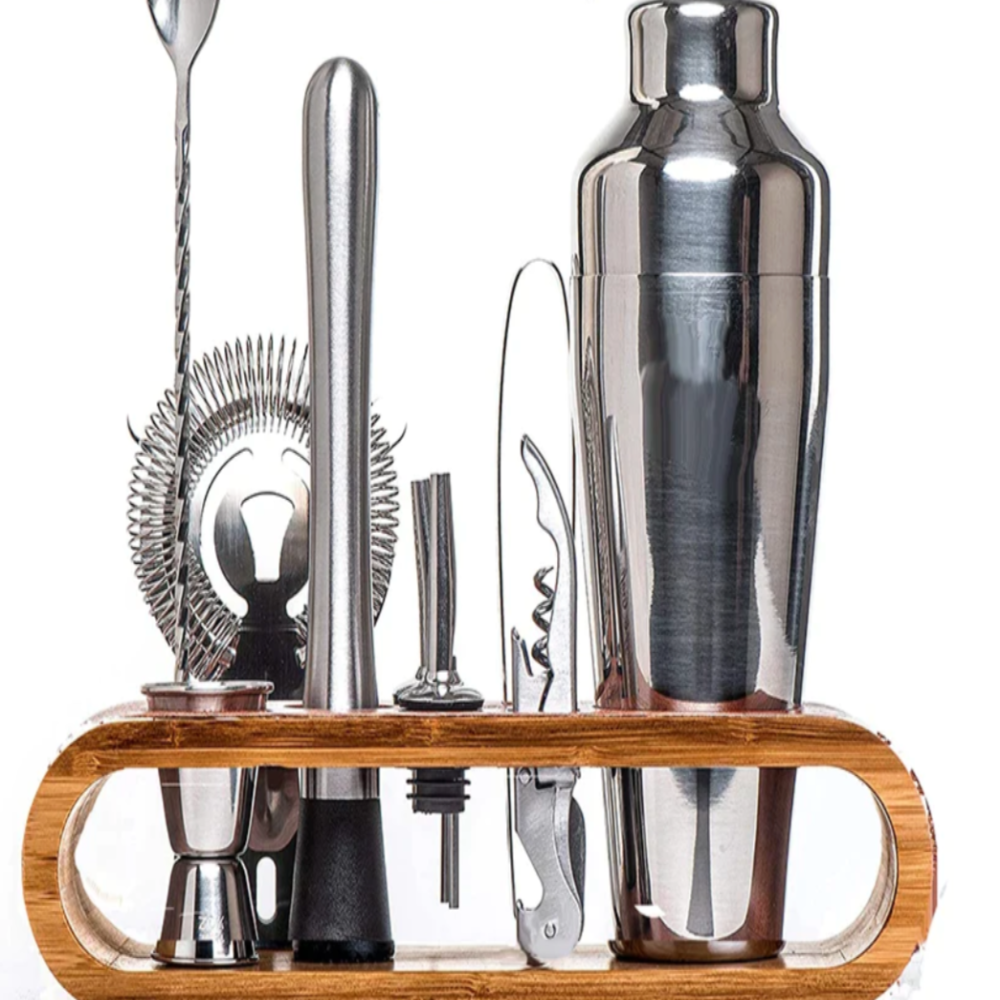 10-Piece Stainless Steel Cocktail Shaker Set with Bar Tools and Display Stand – Elegant Mixology Bar Set for Home Entertaining 3
