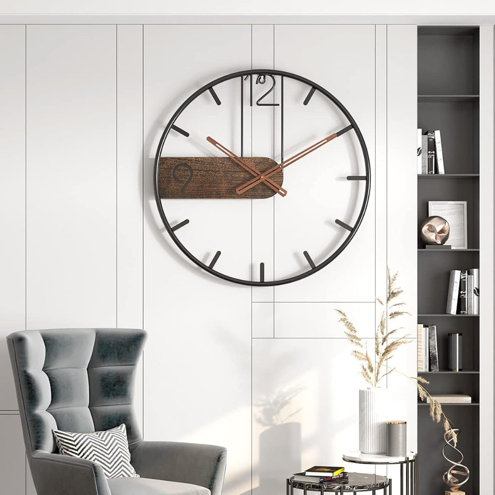 Modern Metal Wall Clock with Minimalist Design – 40 cm Silent Quartz Timepiece 3