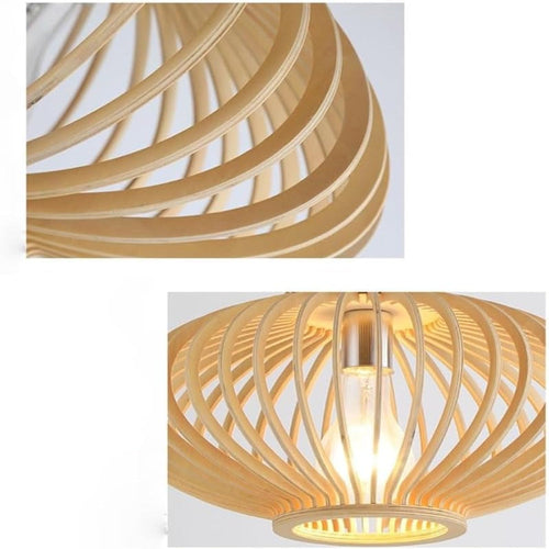 Natural Wood Pendant Light – 360mm Diameter Adjustable Ceiling Fixture for Modern and Rustic Decor 1