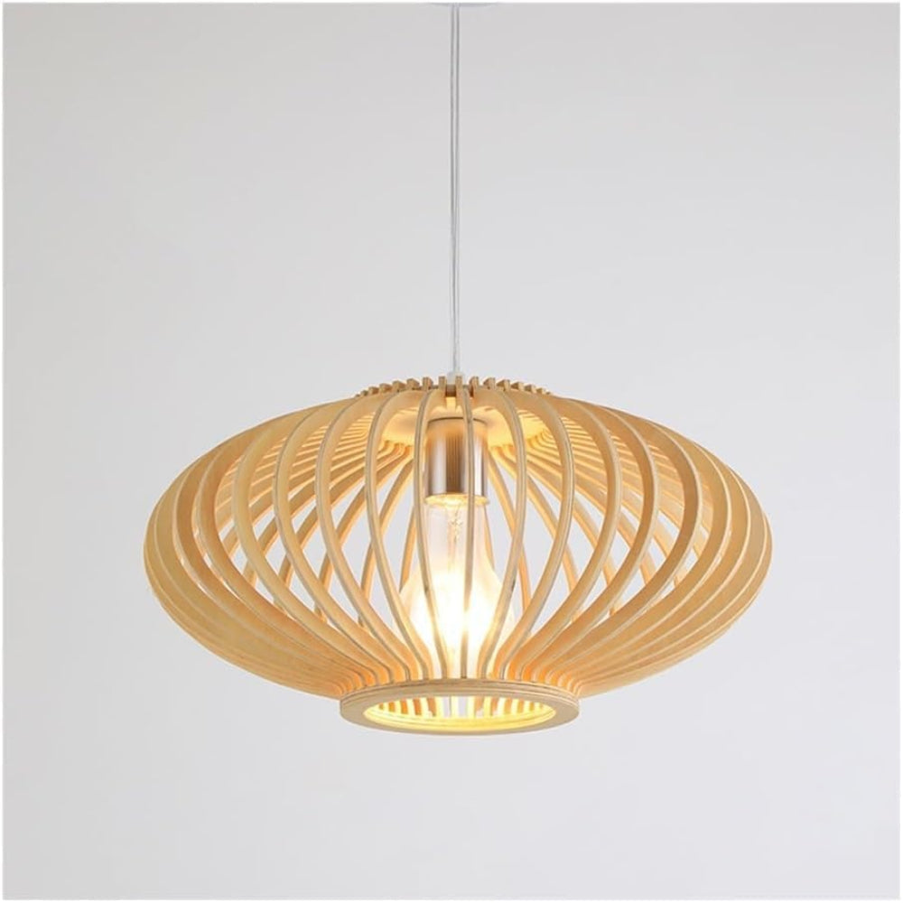 Natural Wood Pendant Light – 360mm Diameter Adjustable Ceiling Fixture for Modern and Rustic Decor 6