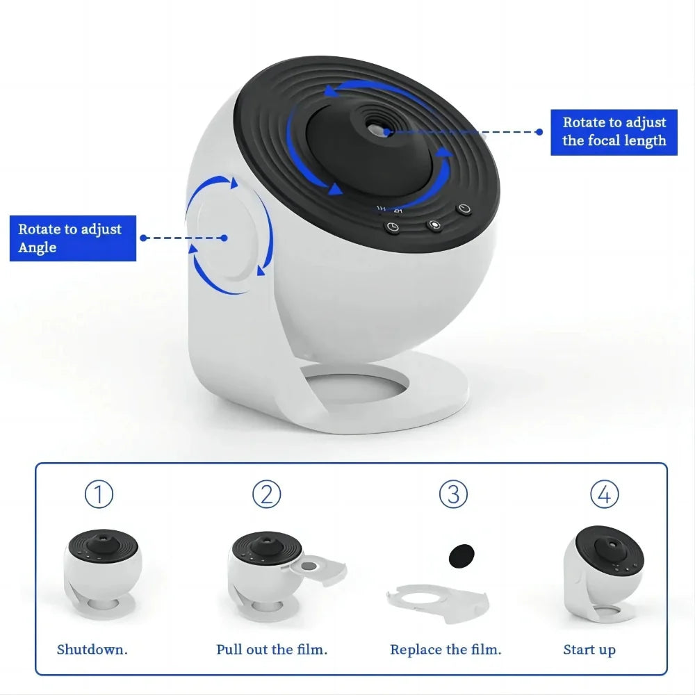360° Galaxy Projector with 12 HD Discs and Adjustable Focus for Relaxation and Sleep – Home Planetarium Projector 11