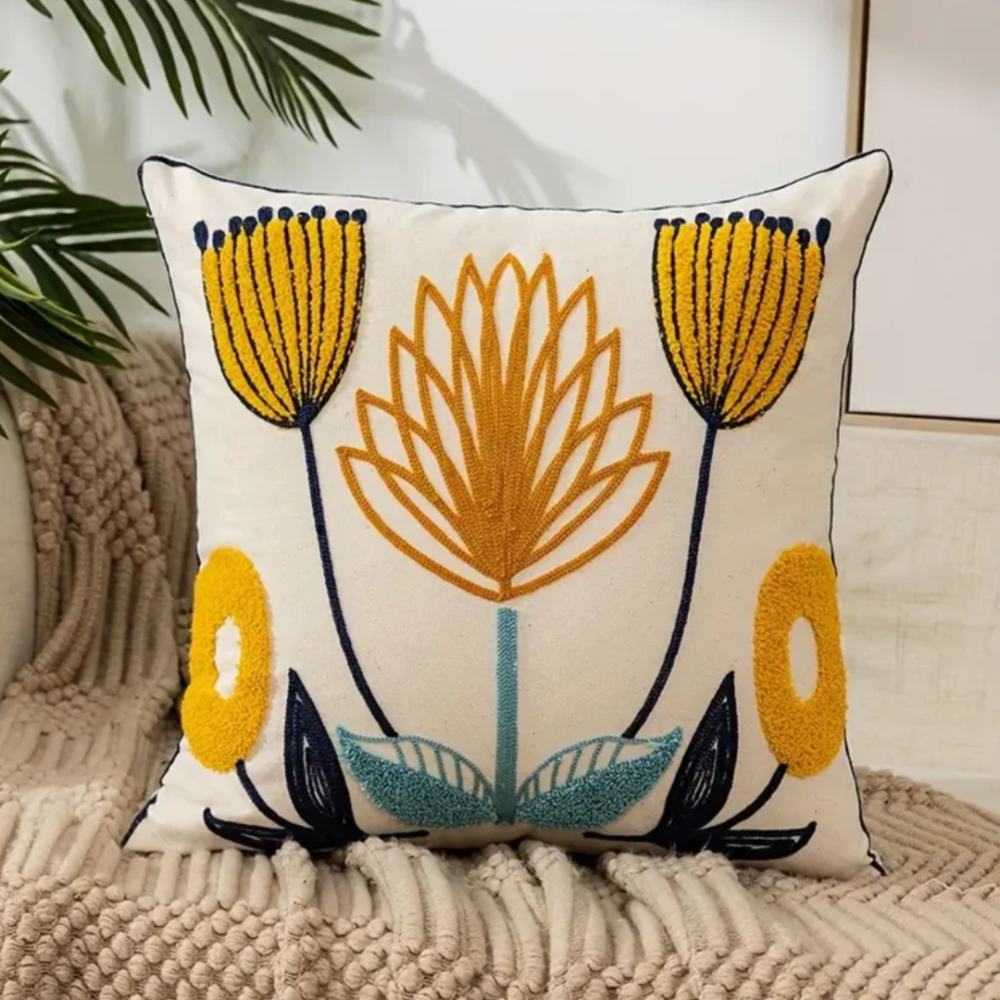 Decorative Floral Pillow Cover – Soft Cotton-Polyester Blend, 45x45 cm for Home Décor 2