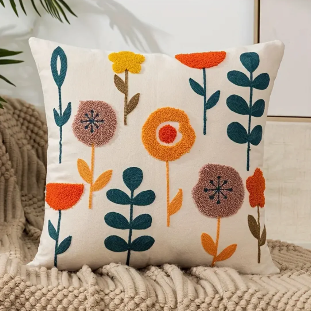 Decorative Floral Pillow Cover – Soft Cotton-Polyester Blend, 45x45 cm for Home Décor 3