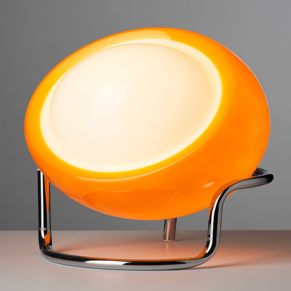 Retro-Futuristic Adjustable LED Table Lamp with USB Power – Orange and Chrome Design 4