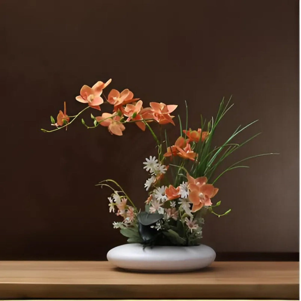 Elegant Ceramic Dove Vase with Artificial Orchids – Modern Floral Home Decor 4