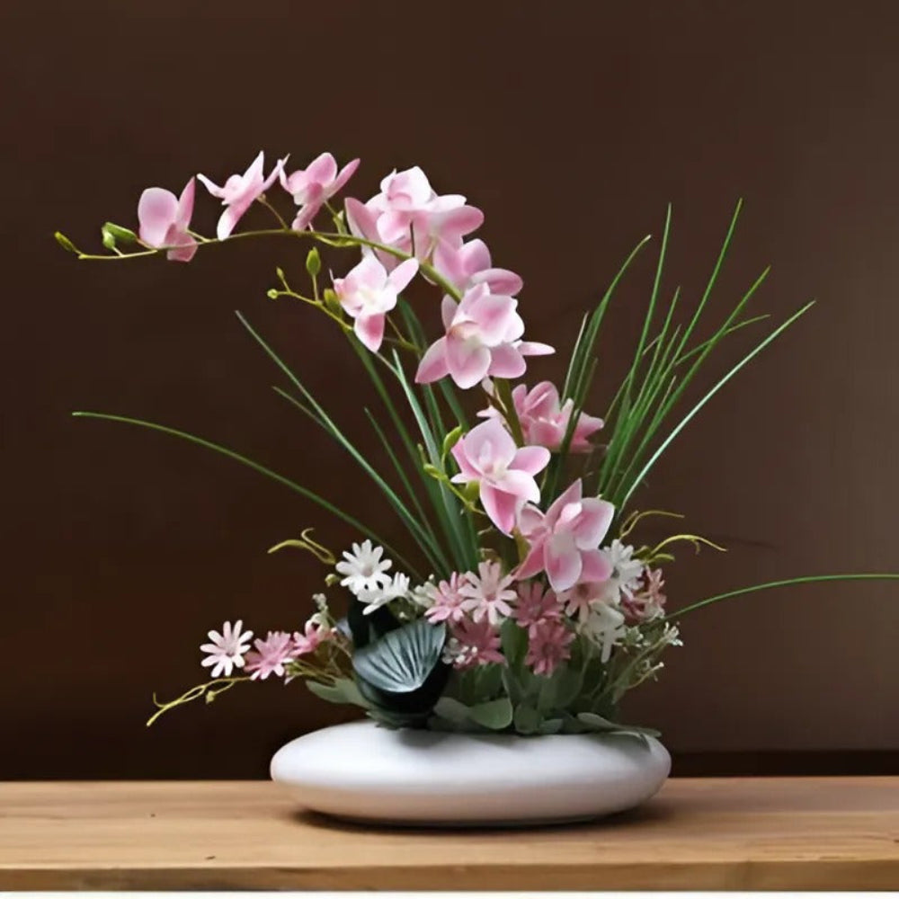 Elegant Ceramic Dove Vase with Artificial Orchids – Modern Floral Home Decor 5