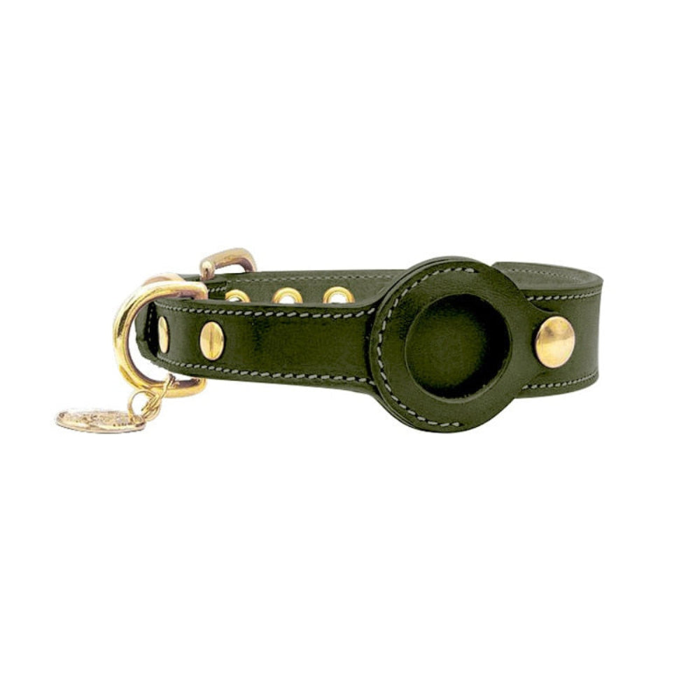Stylish Leather Dog Collar with Real-Time Apple AirTag Tracking – Durable and Comfortable 3