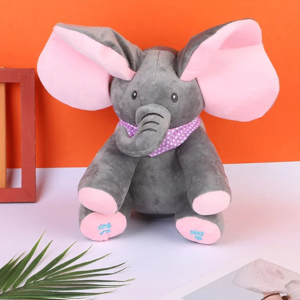 Interactive Peek-a-Boo Elephant Plush Toy – Soft Baby-Friendly Stuffed Animal with Singing and Flapping Ears 4