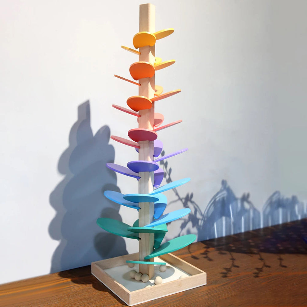Regenbogenturm - Holzmurmelbaum mit Klang