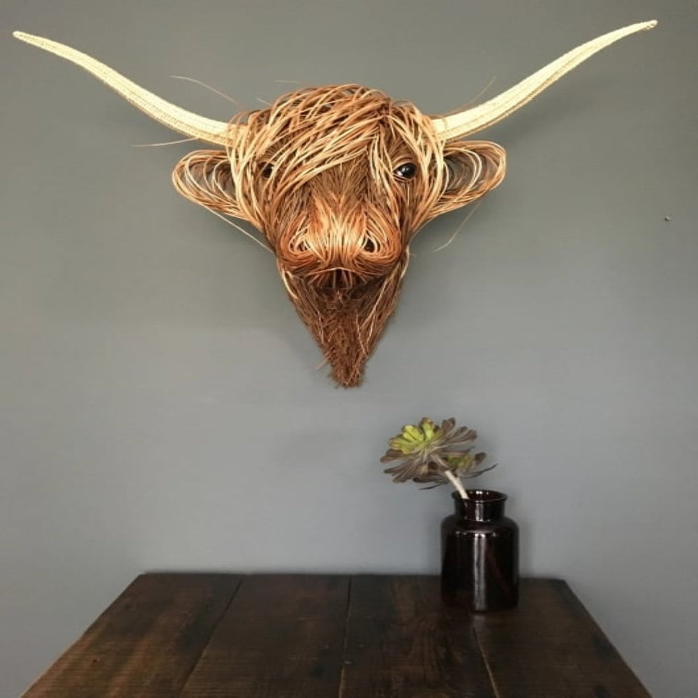 Roanley - Handgefertigte Hochlandkuh Wandskulptur