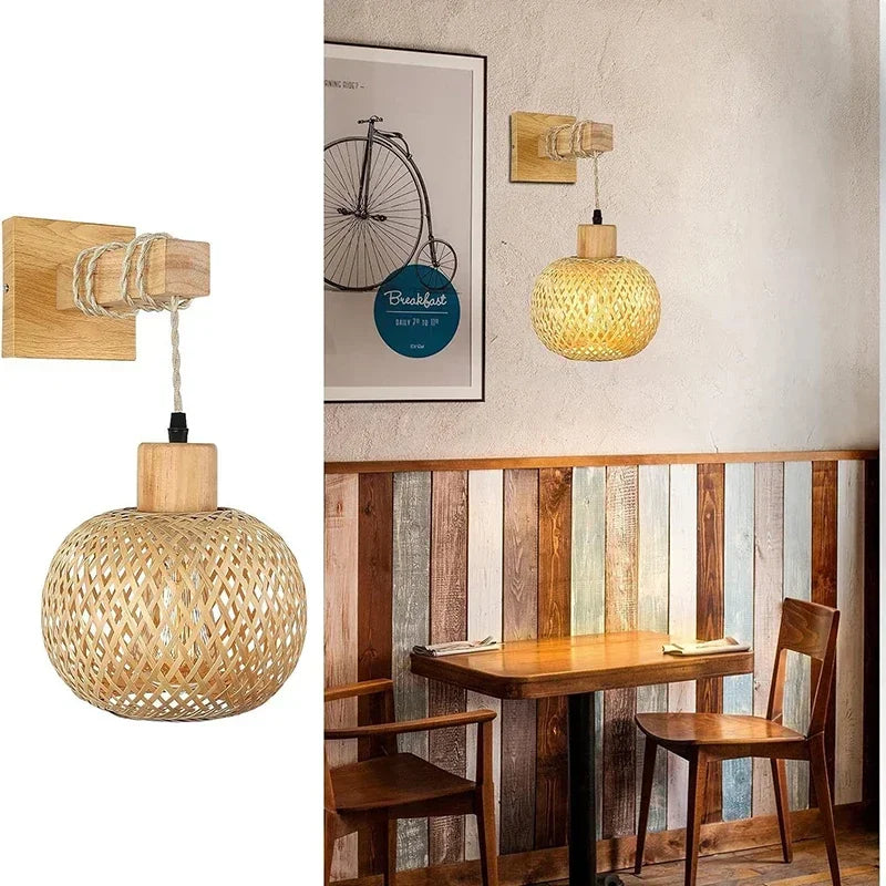 Handwoven Bamboo Wall Light – Dual Directional Ambient Lighting for Modern and Rustic Interiors 5