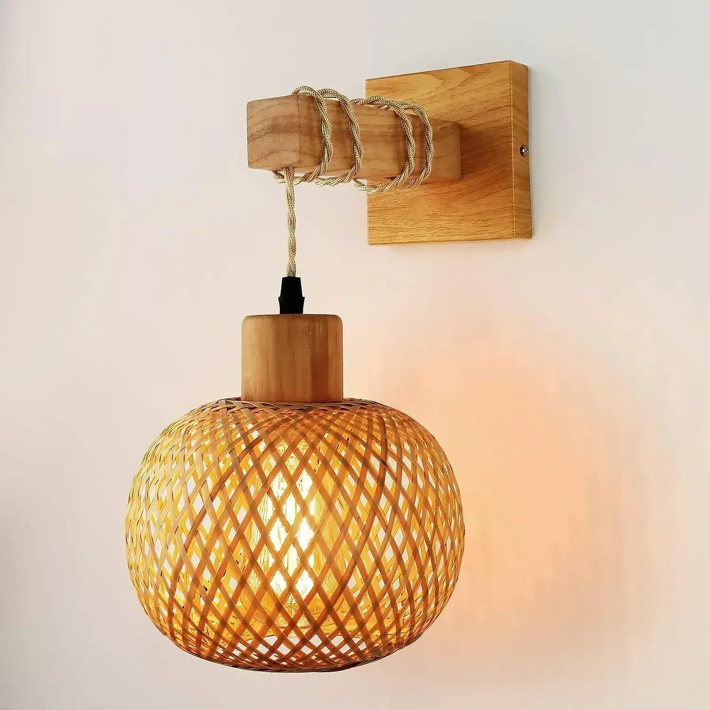 Handwoven Bamboo Wall Light – Dual Directional Ambient Lighting for Modern and Rustic Interiors 7