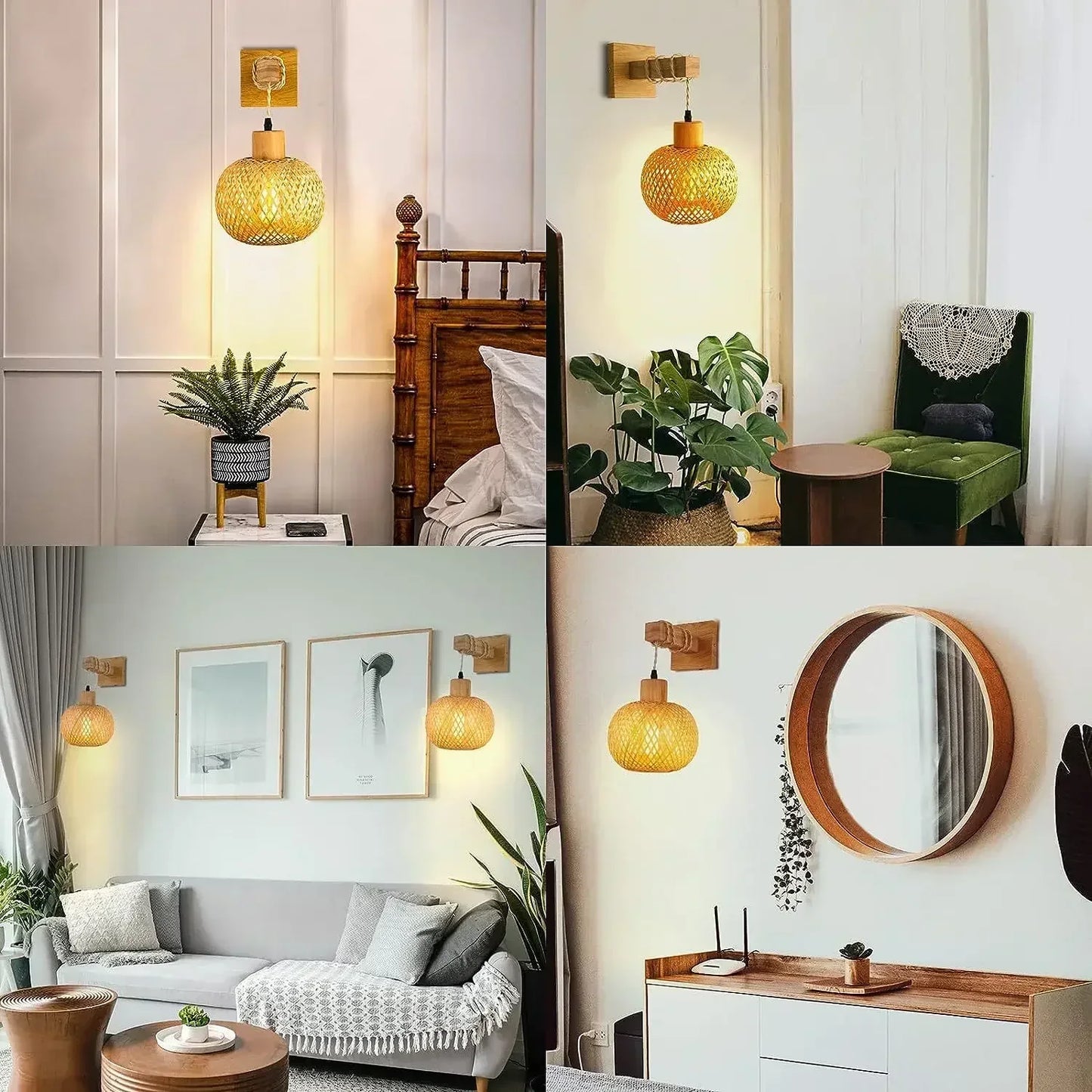 Handwoven Bamboo Wall Light – Dual Directional Ambient Lighting for Modern and Rustic Interiors 9