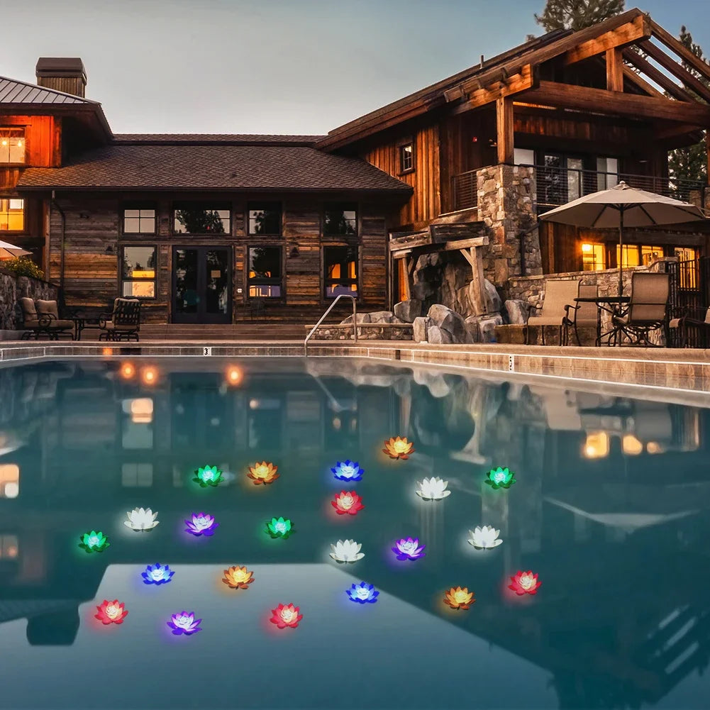 Floating LED Lotus Light for Pool and Garden – Battery Operated Waterproof Decorative Light 4