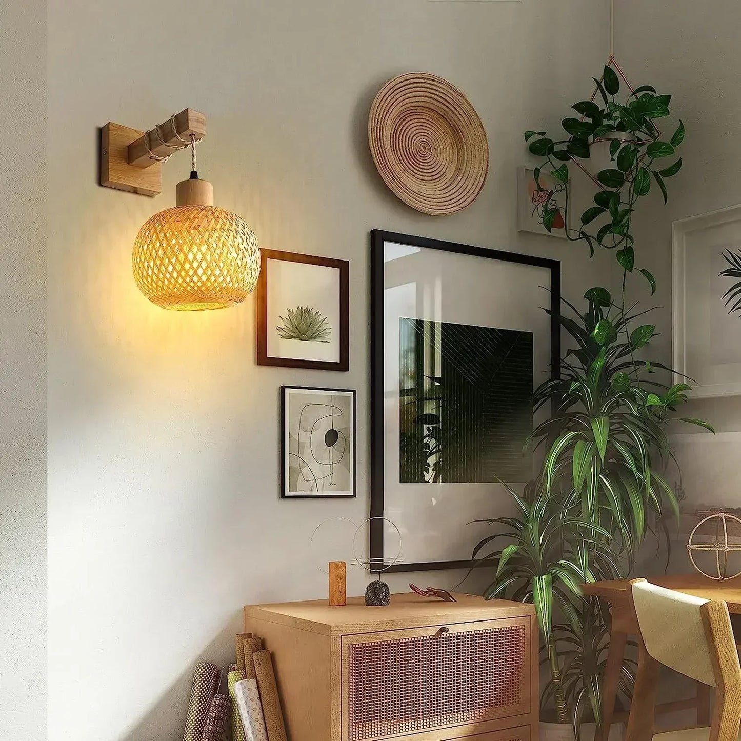 Handwoven Bamboo Wall Light – Dual Directional Ambient Lighting for Modern and Rustic Interiors 8