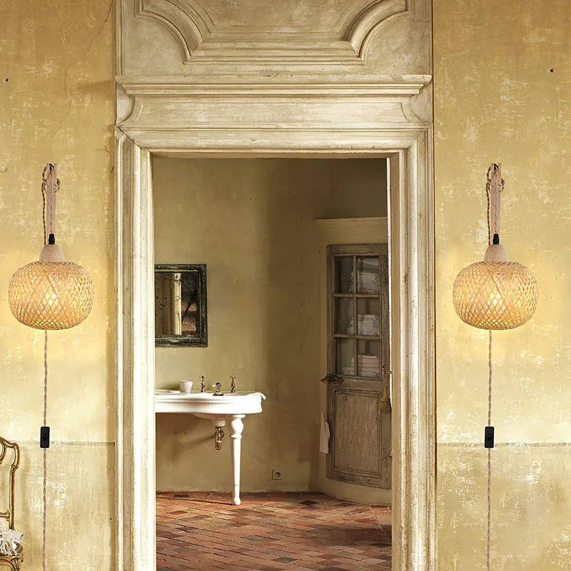 Handwoven Bamboo Wall Light – Dual Directional Ambient Lighting for Modern and Rustic Interiors 13