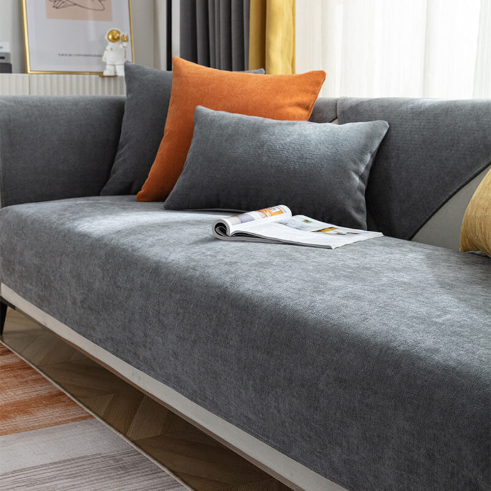 Sofavelle - Gesteppter Chenille-Sofabezug mit Anti-Rutsch-Rücken