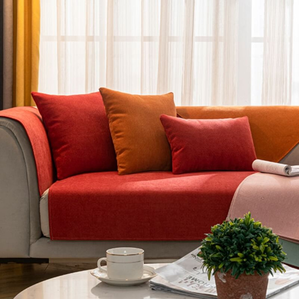 Sofavelle - Gesteppter Chenille-Sofabezug mit Anti-Rutsch-Rücken