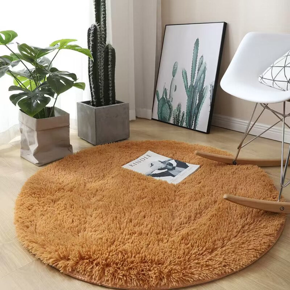 Veloura - Ultraweicher runder flauschiger Teppich für Schlafzimmer und Wohnzimmer