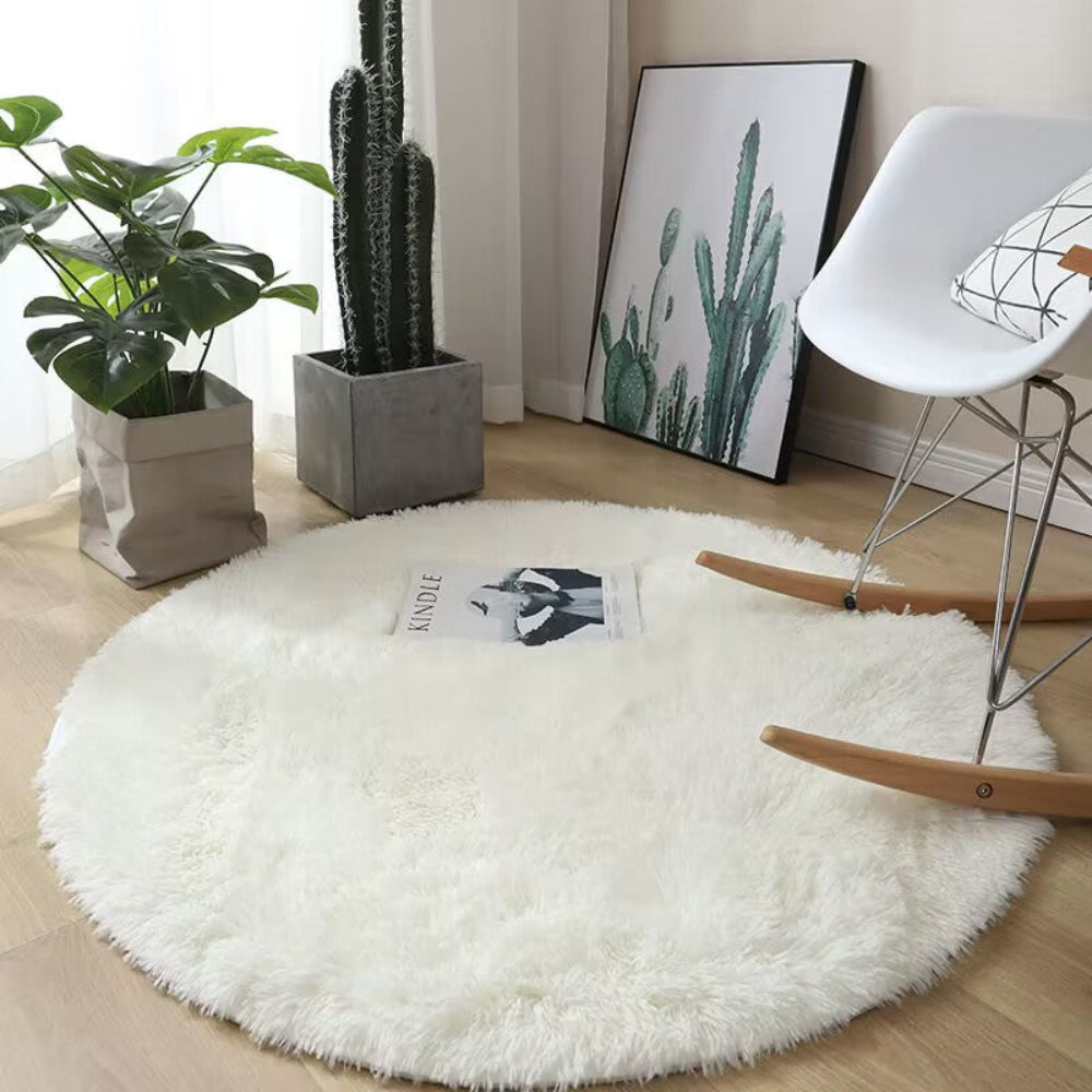 Veloura - Ultraweicher runder flauschiger Teppich für Schlafzimmer und Wohnzimmer