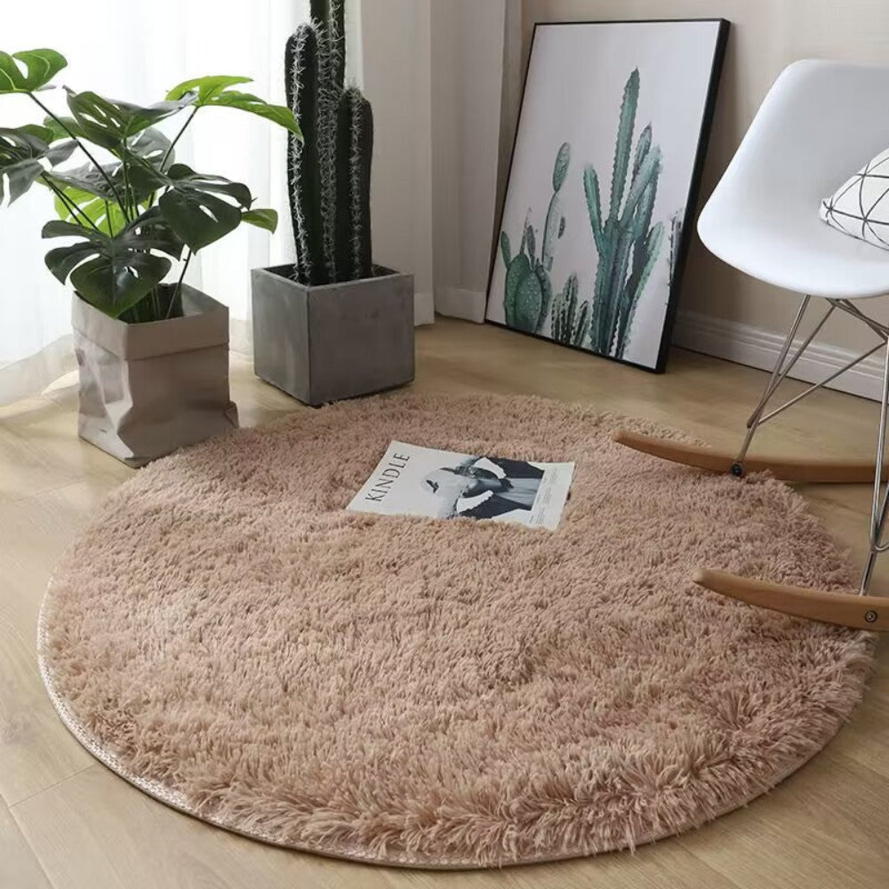 Veloura - Ultraweicher runder flauschiger Teppich für Schlafzimmer und Wohnzimmer