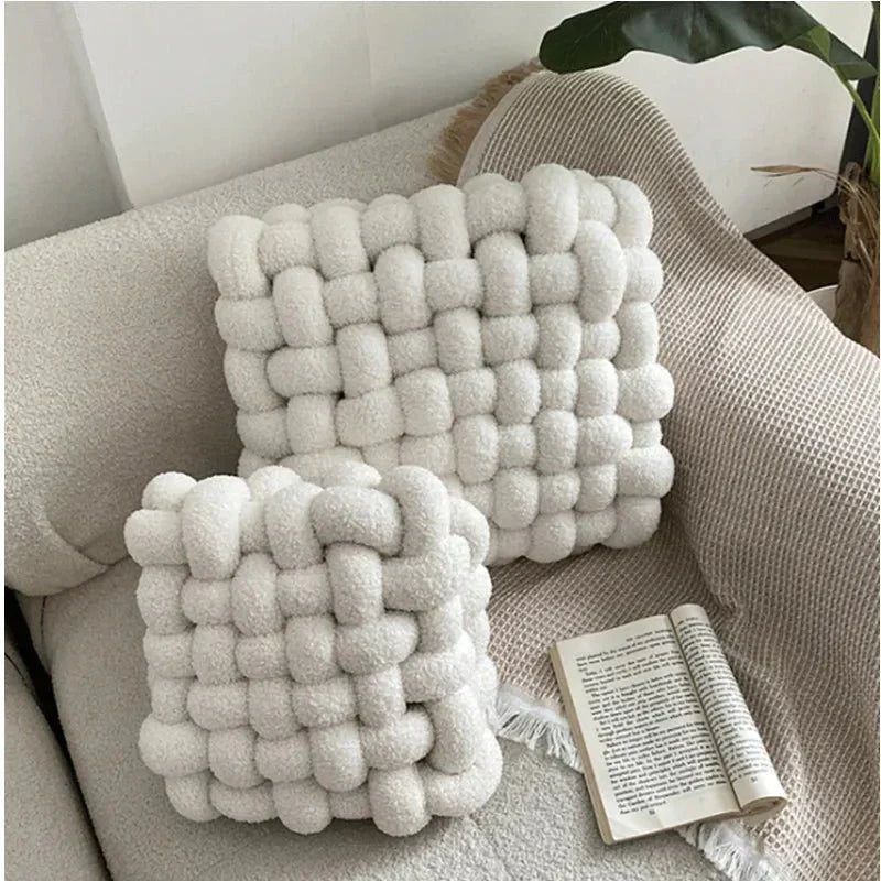 Nordic Knot Design Plush Pillow – Soft Cotton-Filled Cushion for Home Decor 4