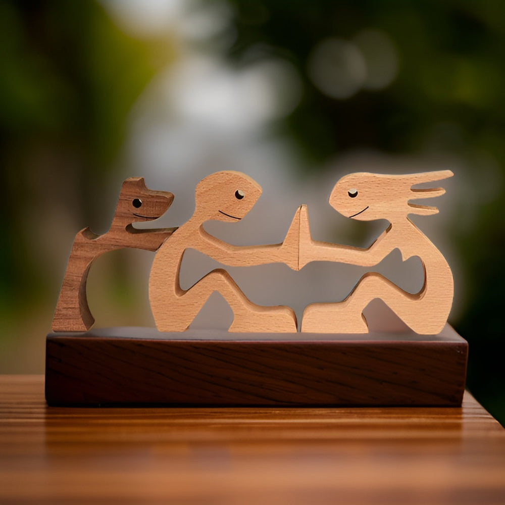 Handcrafted Wooden Sculpture Art of Man and Dog – Symbol of Love and Loyalty, Unique Wooden Statue for Home Décor 4