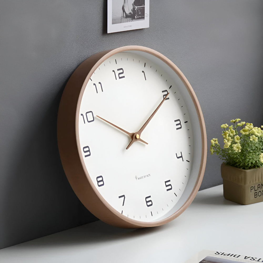 Nordic Design Silent Wall Clock – 30 cm Minimalist Wooden Clock for Home and Office 2
