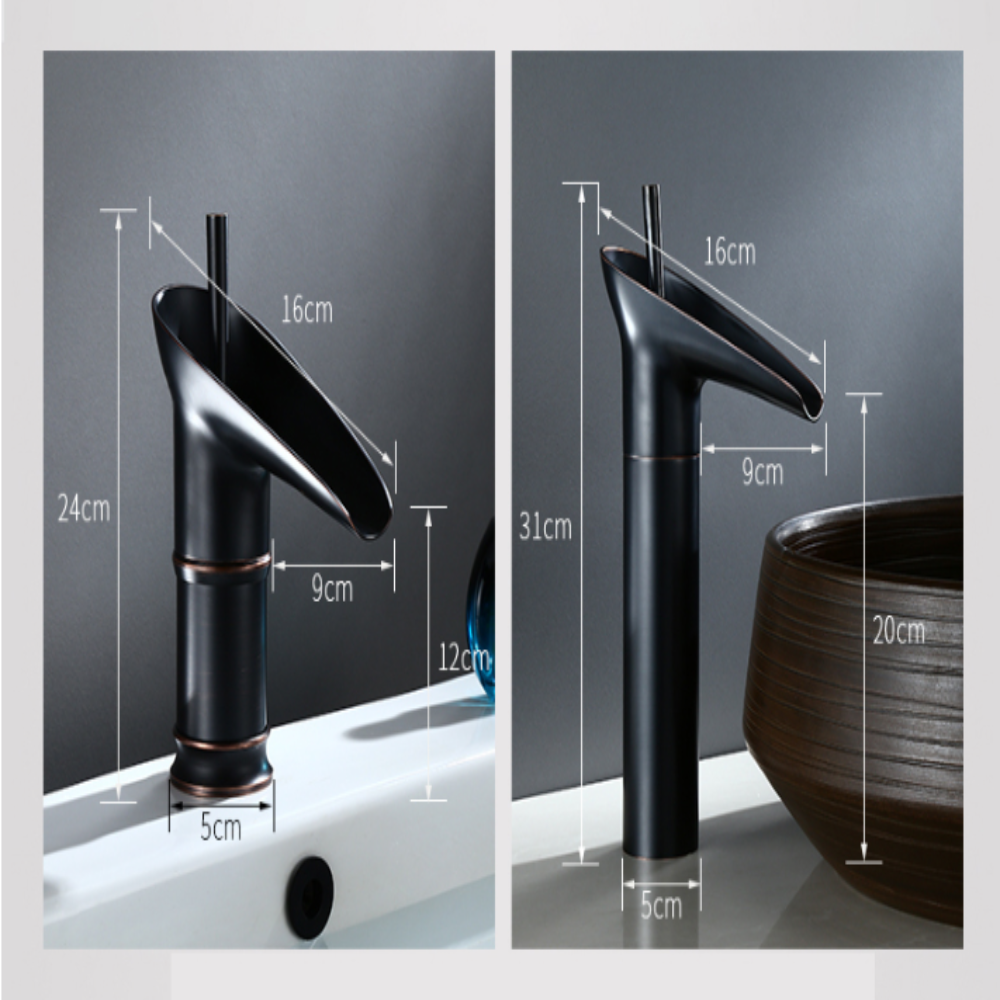 Antique Waterfall Bathroom Faucet – Brass Single Handle Sink Mixer with Elegant Design 20