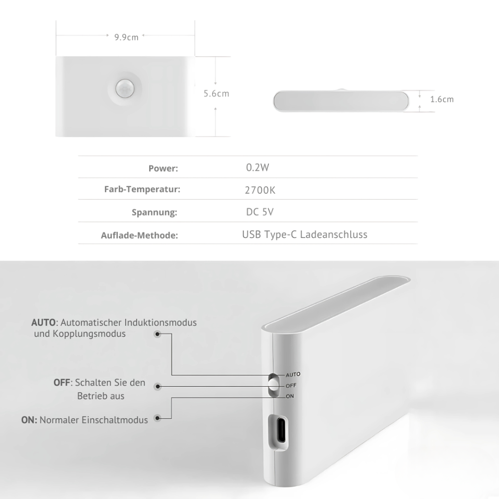 LED Night Light with Motion Sensor Activation – Energy Efficient and USB Rechargeable 3