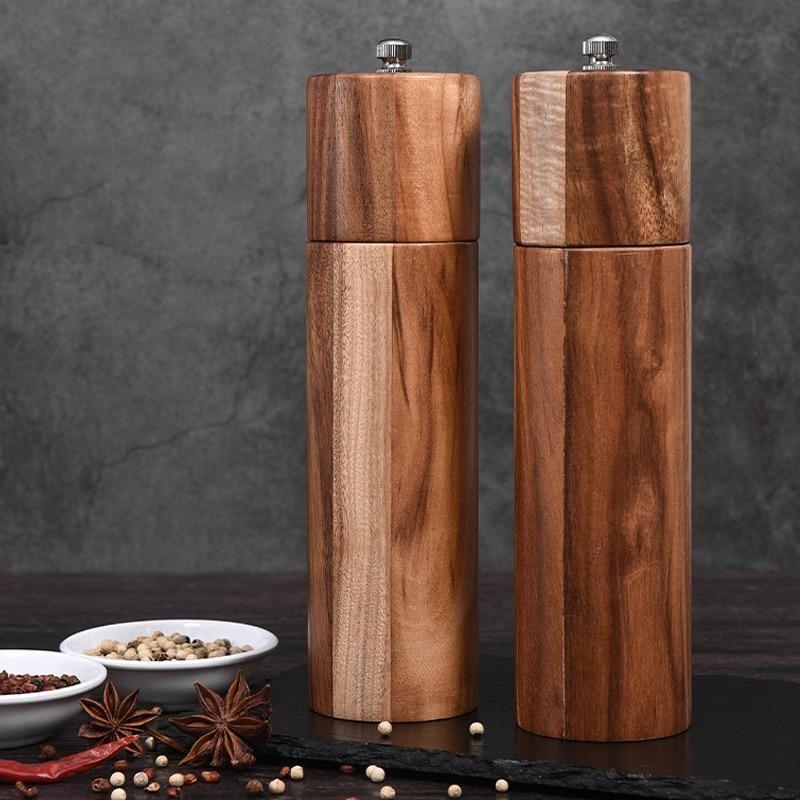 Acacia Wood Salt and Pepper Mills with Adjustable Ceramic Grinder – Elegant Kitchen Essential 3