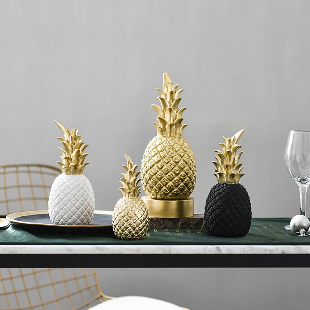 Decorative Pineapple Figurine – Glossy Ceramic Accent with Gold Accents for Home Decor 3