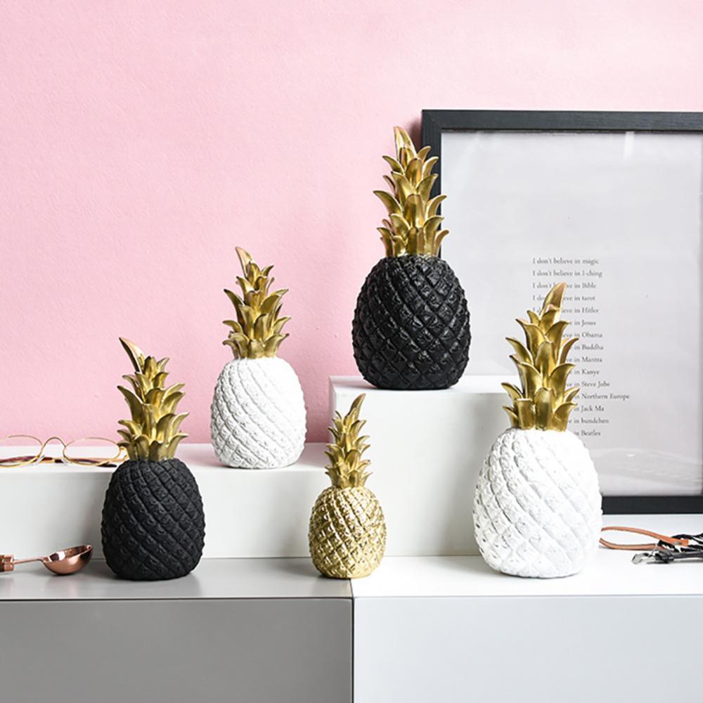 Decorative Pineapple Figurine – Glossy Ceramic Accent with Gold Accents for Home Decor 2
