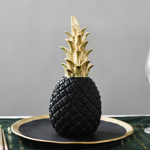 Decorative Pineapple Figurine – Glossy Ceramic Accent with Gold Accents for Home Decor 4