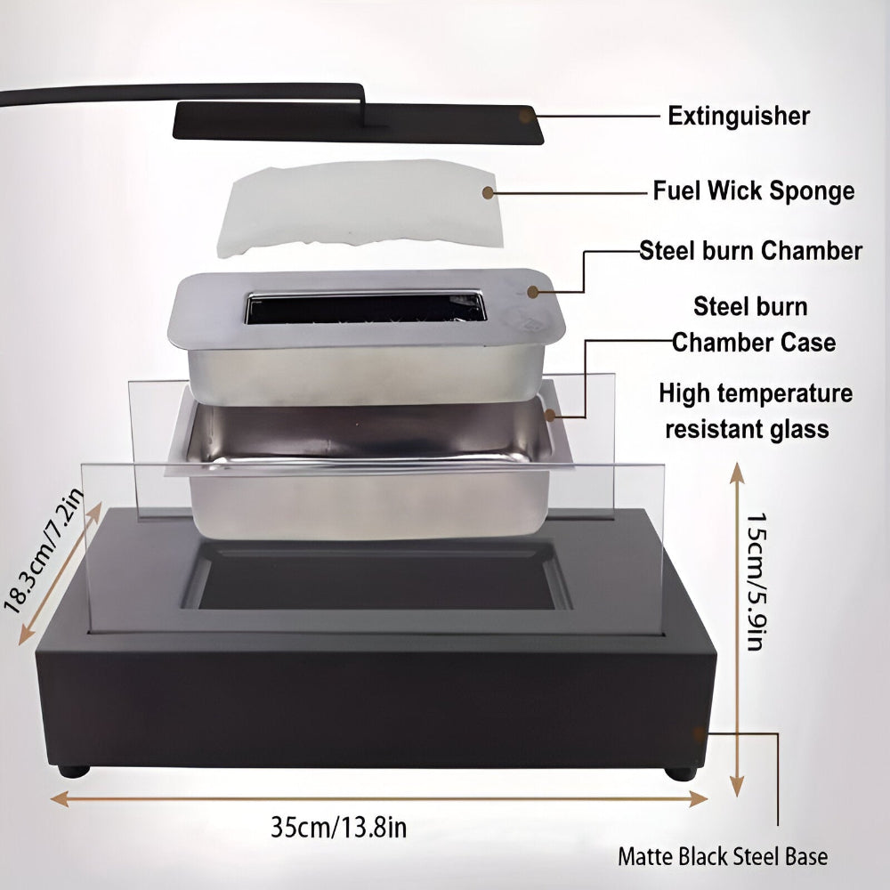 Portable Mini Tabletop Fireplace with Heat-Resistant Glass – Ideal for Indoor and Outdoor Use 9